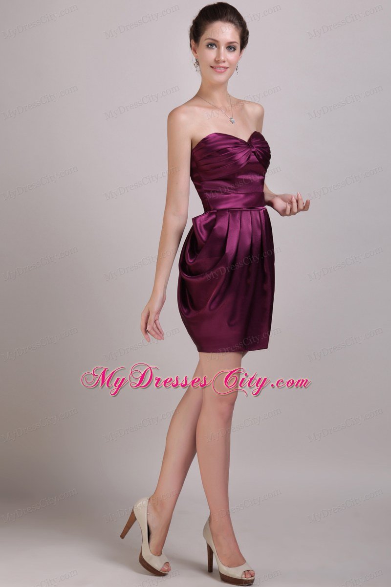 Burgundy Sweetheart Mini Taffeta Ruched Homecoming Dress