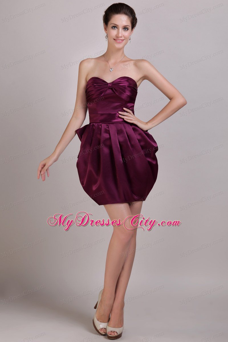 Burgundy Sweetheart Mini Taffeta Ruched Homecoming Dress