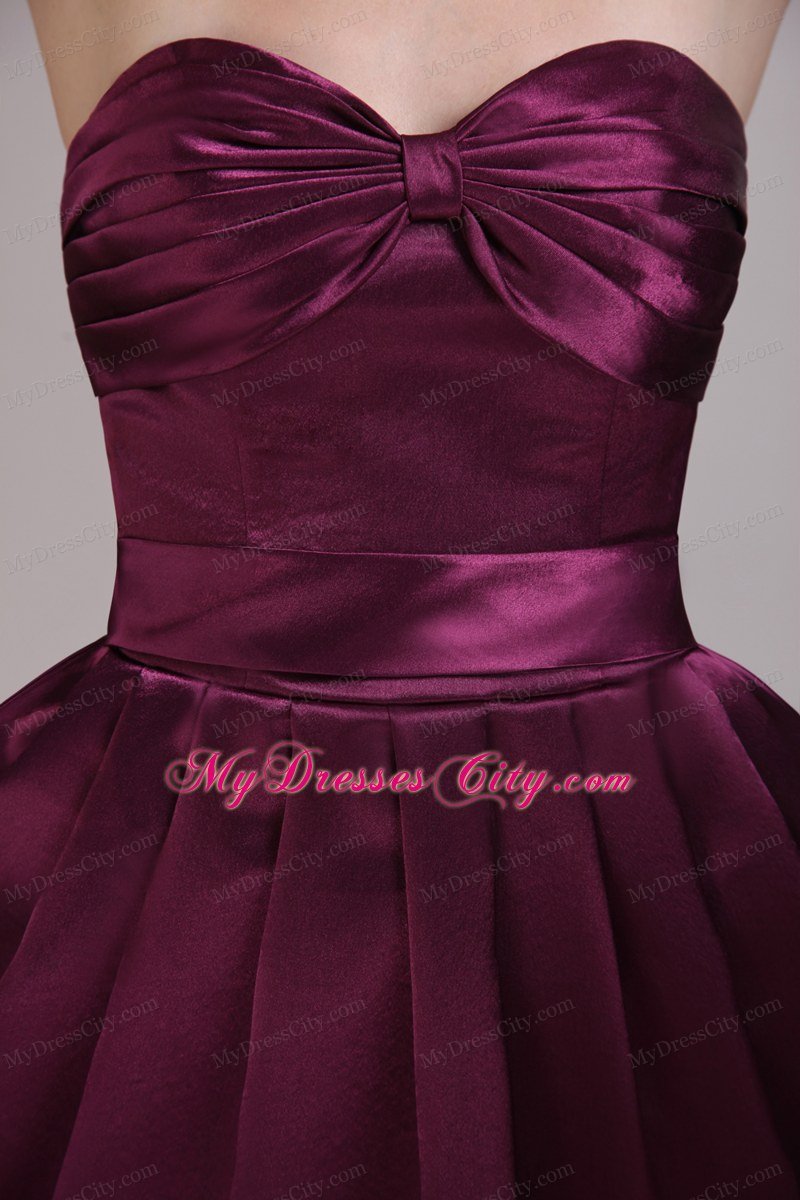 Burgundy Sweetheart Mini Taffeta Ruched Homecoming Dress