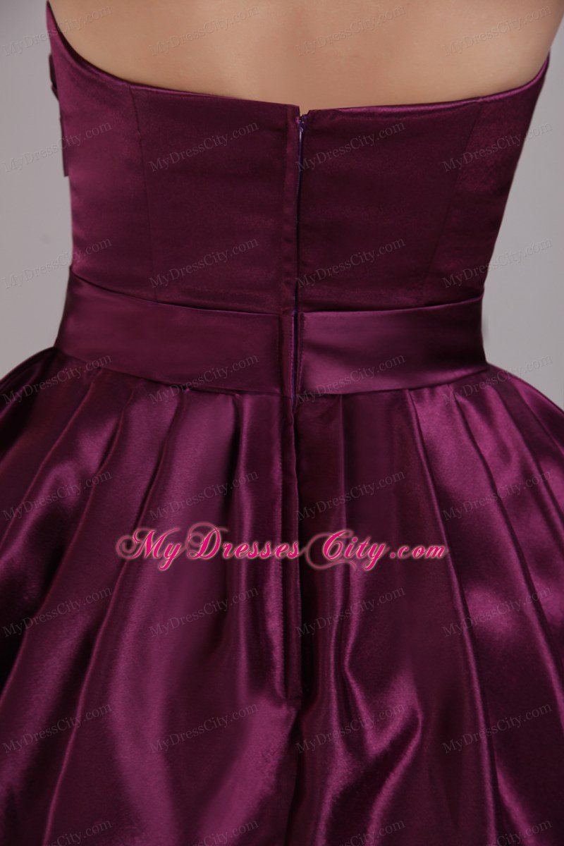 Burgundy Sweetheart Mini Taffeta Ruched Homecoming Dress