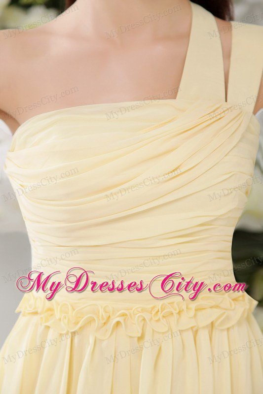 Light Yellow Asymmetrical Short Chiffon Homecoming Dress