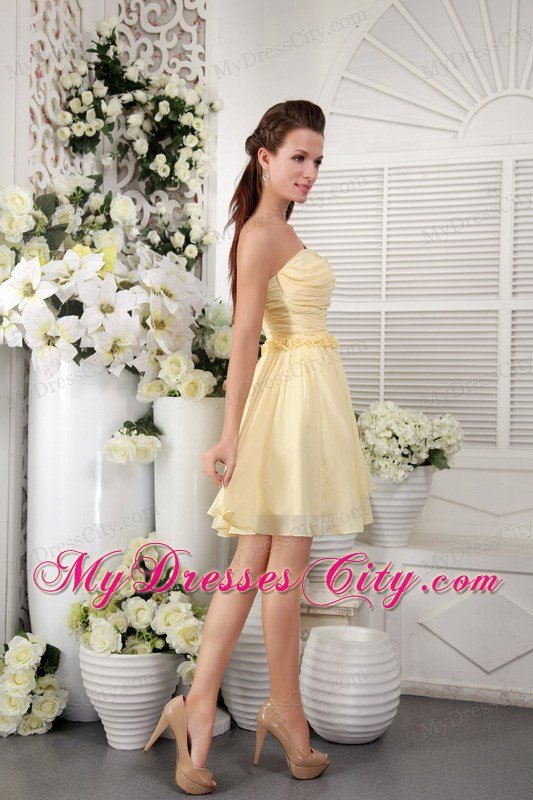 Light Yellow Asymmetrical Short Chiffon Homecoming Dress