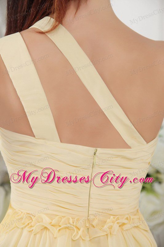 Light Yellow Asymmetrical Short Chiffon Homecoming Dress