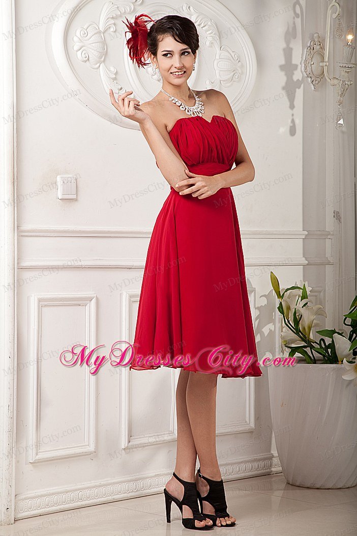 Short Red Chiffon A-line Sweetheart Homecoming Dress Ruched