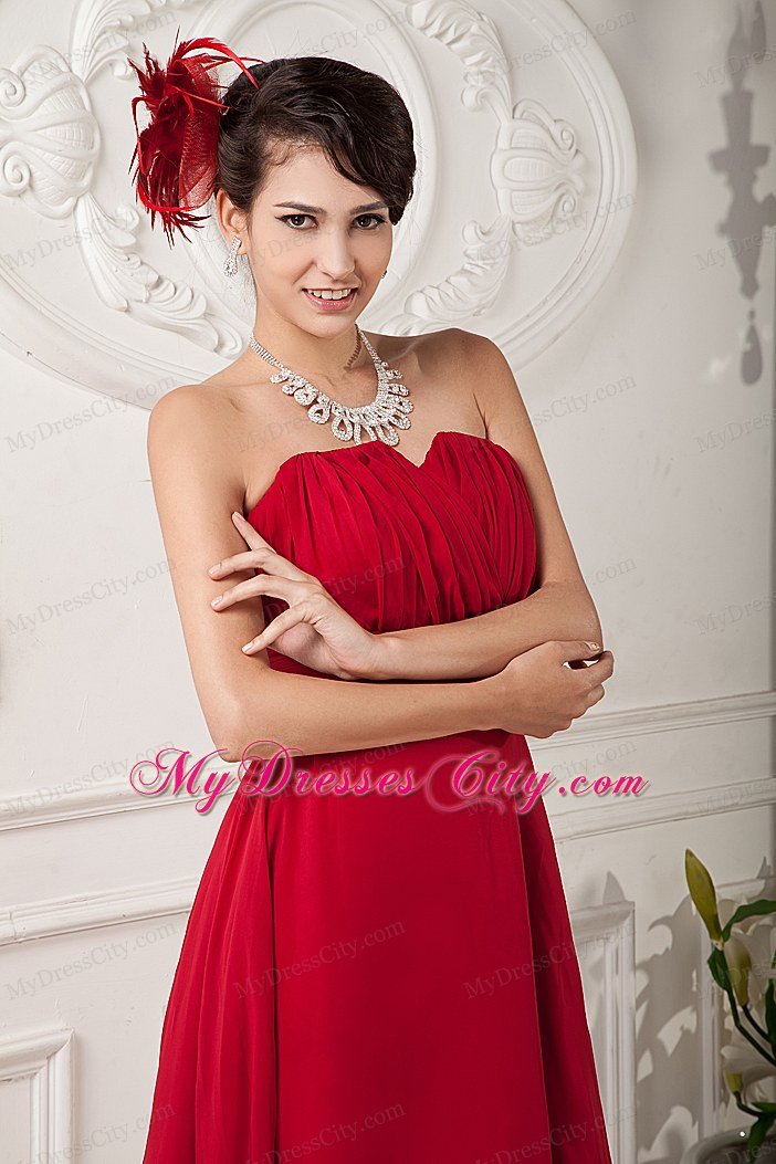 Short Red Chiffon A-line Sweetheart Homecoming Dress Ruched