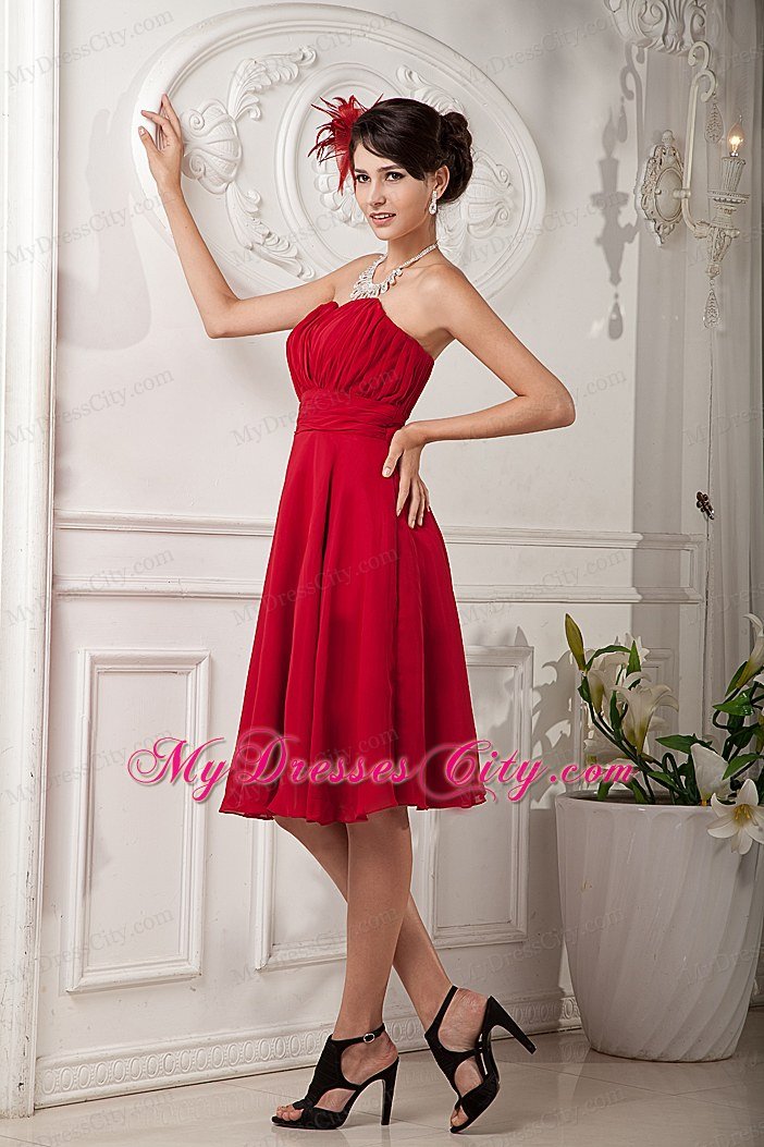 Short Red Chiffon A-line Sweetheart Homecoming Dress Ruched