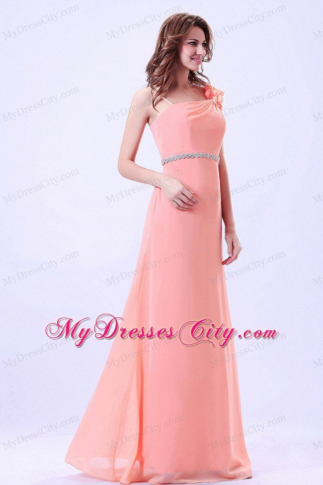 Spaghetti Straps For Watermelon Prom Party Dress With Beading