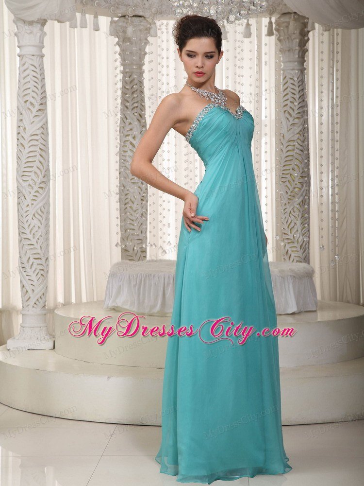 Fashionable Sweetheart Long Beading Aqua Blue Prom Dress for Girl