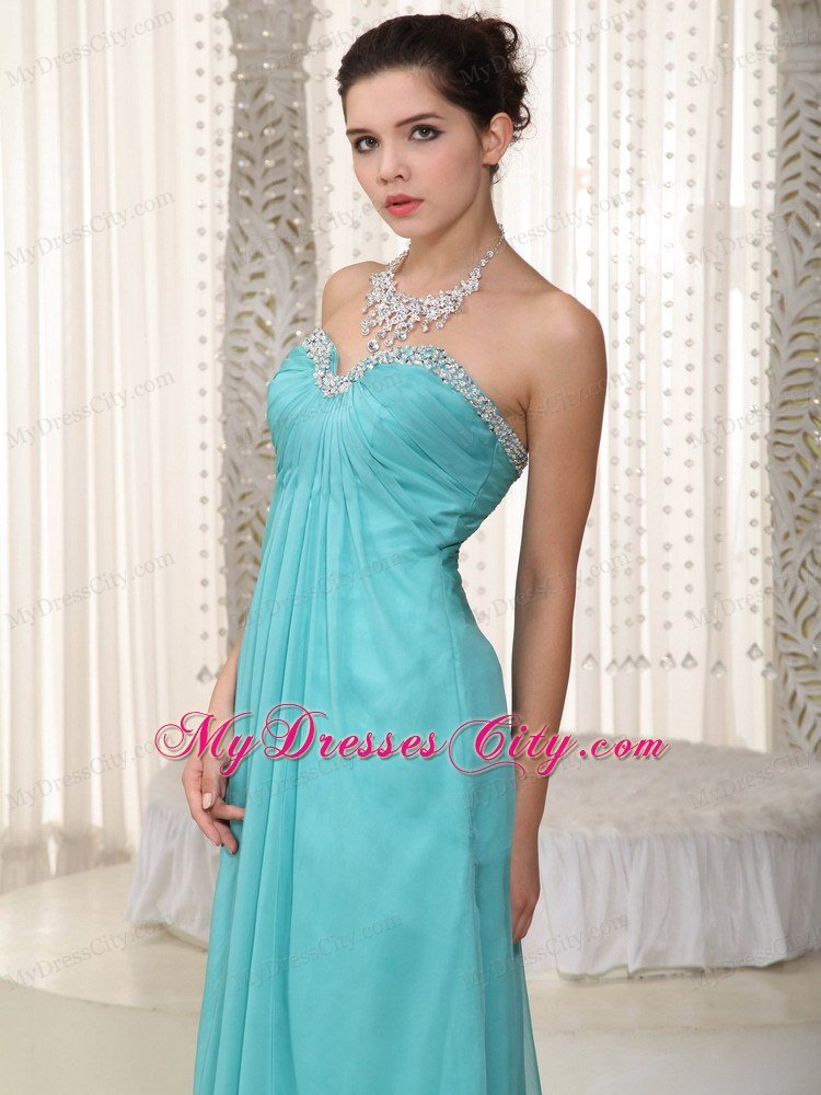 Fashionable Sweetheart Long Beading Aqua Blue Prom Dress for Girl