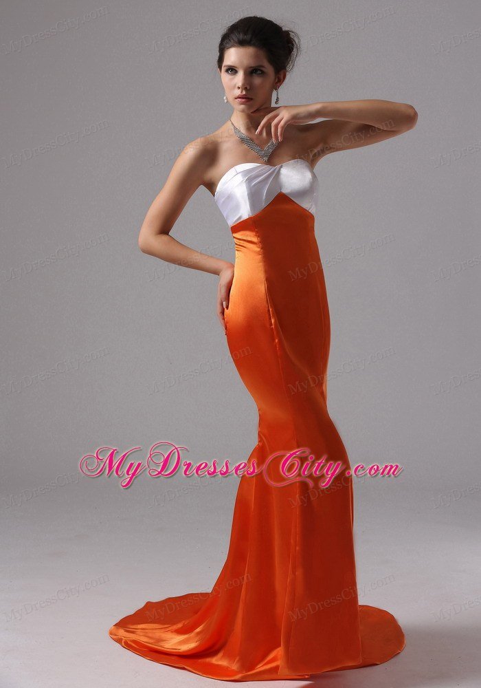 2013 Mermaid Orange Red Taffeta For 2013 Prom Dress with Long