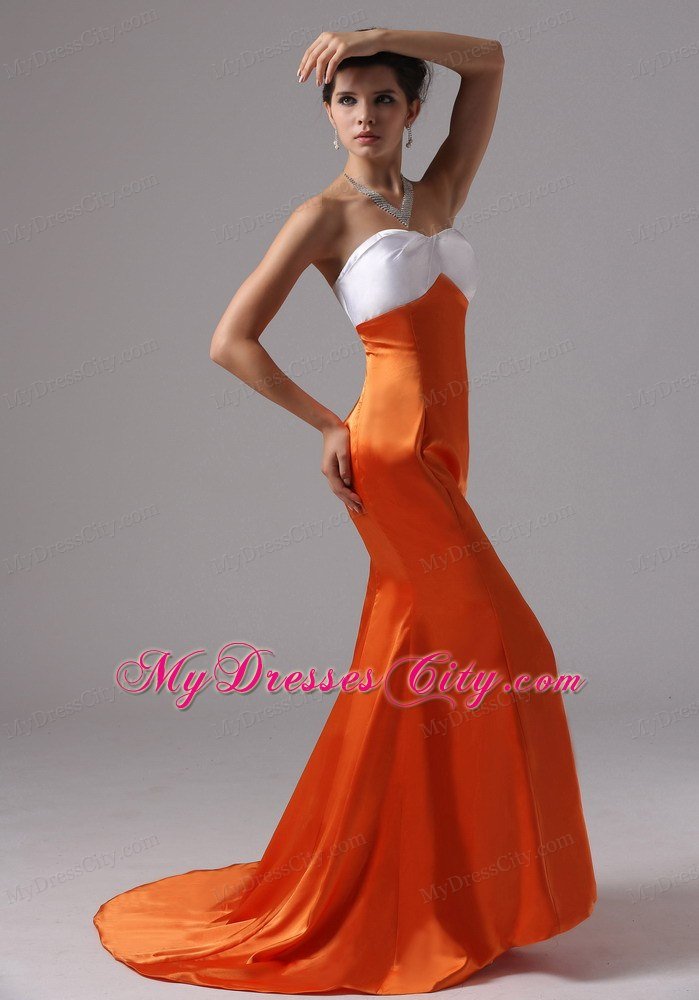 2013 Mermaid Orange Red Taffeta For 2013 Prom Dress with Long