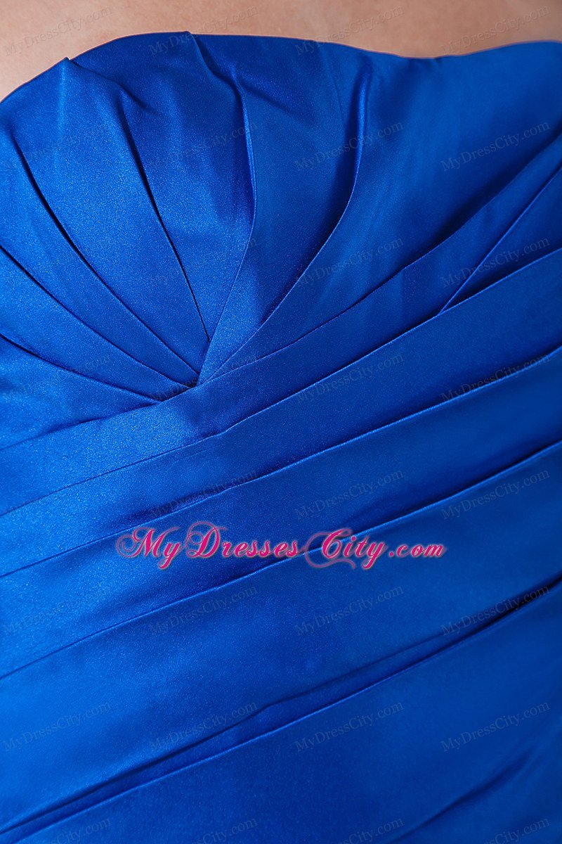 Royal Blue Column Strapless Ruches Prom Dress with Lac-up 2013