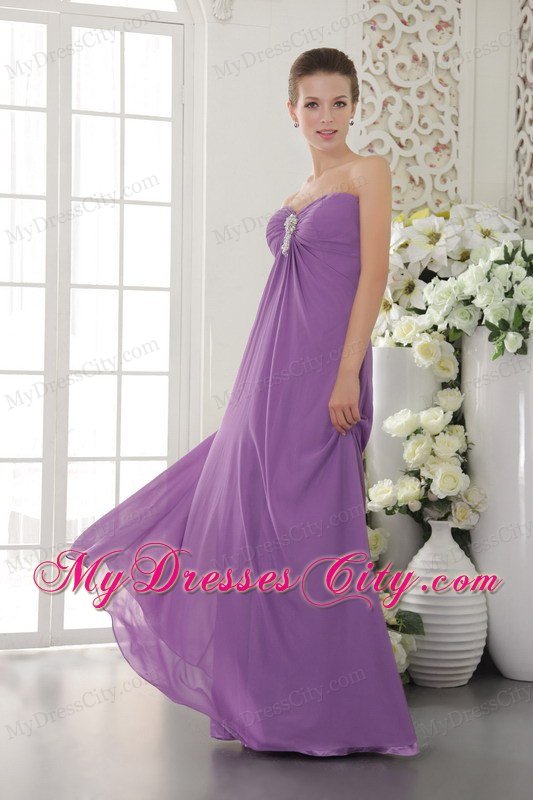 Empire Sweetheart Chiffon Beading Purple Prom Evening Dress