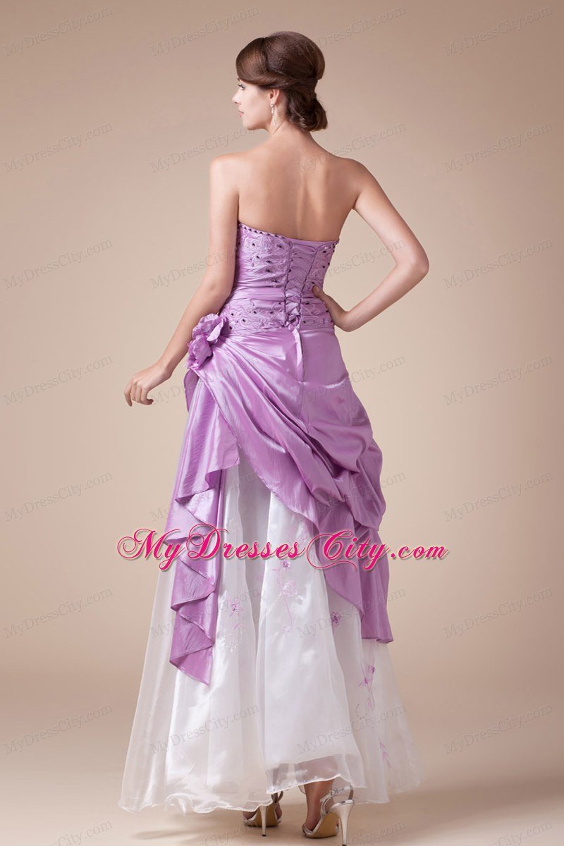 Princess Strapless Taffeta and Organza Beaded Lavender Prom Dress