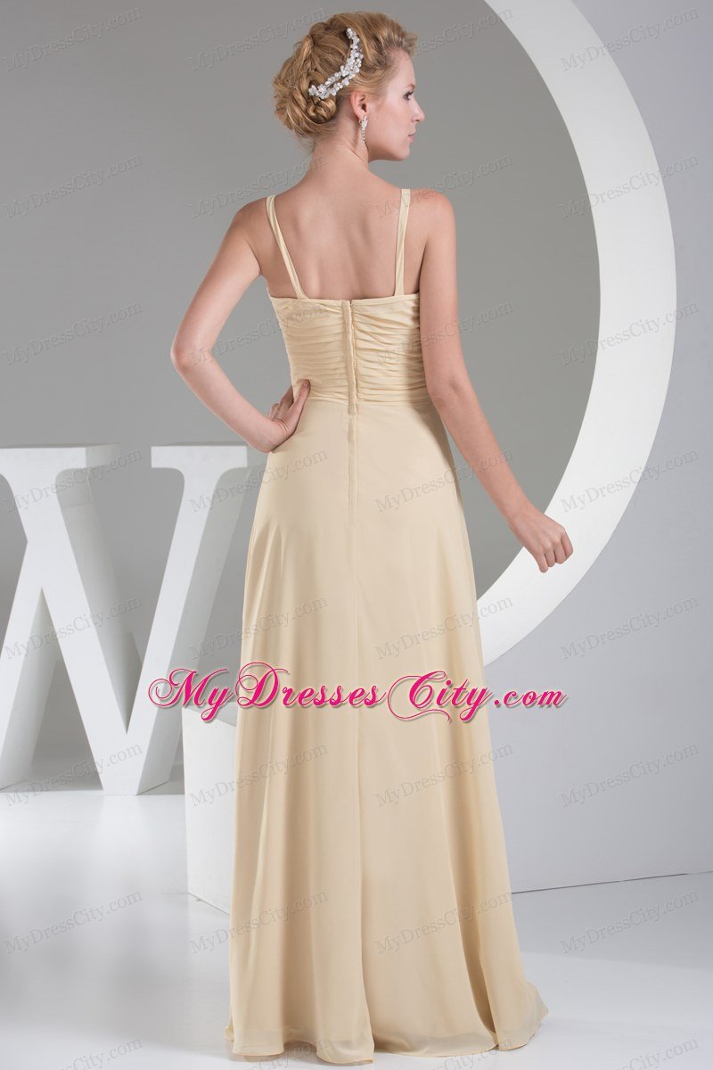 2013 Trendy High Slit V-neck Long Empire Yellow Prom Dress