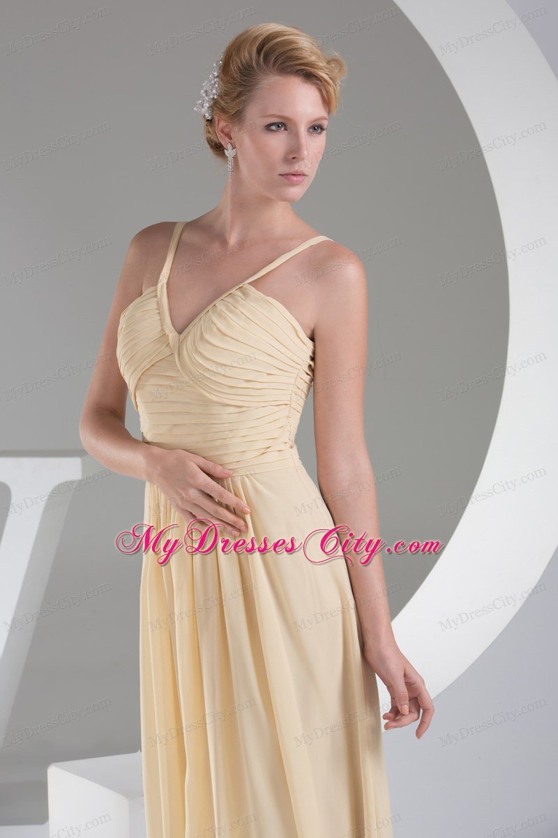 2013 Trendy High Slit V-neck Long Empire Yellow Prom Dress