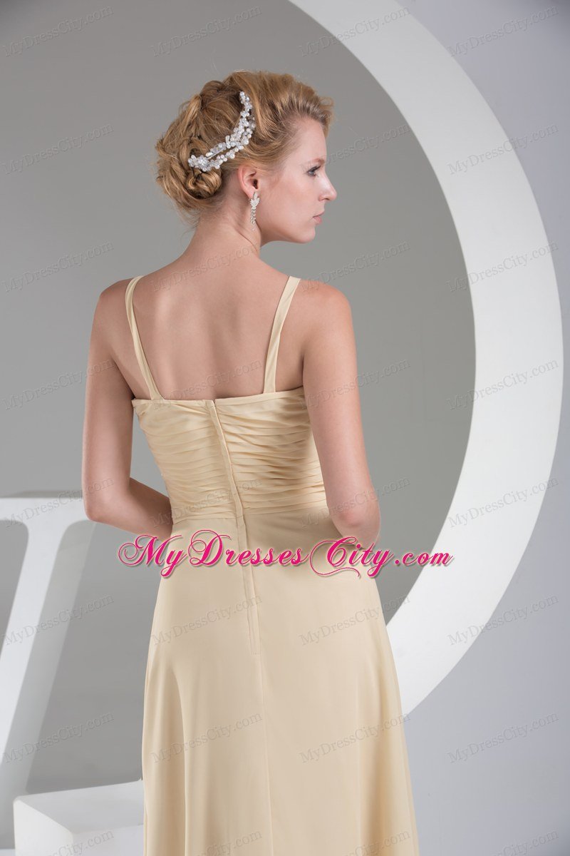 2013 Trendy High Slit V-neck Long Empire Yellow Prom Dress