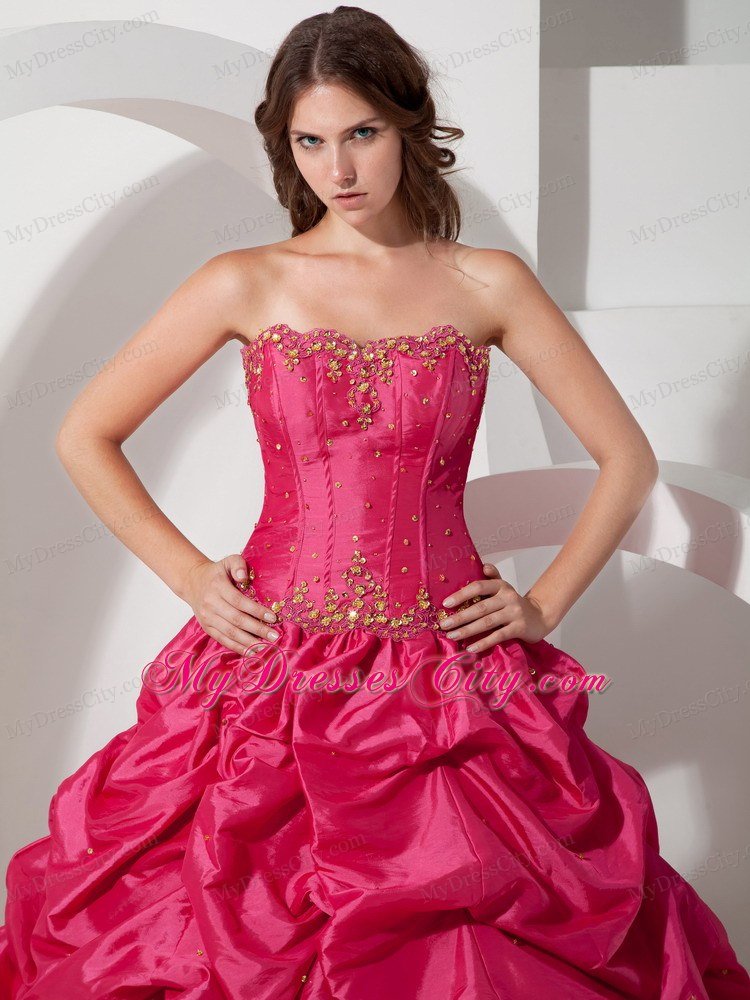 Custom Made Pick Ups and Beaded Coral Red Dresses For Sweet 16