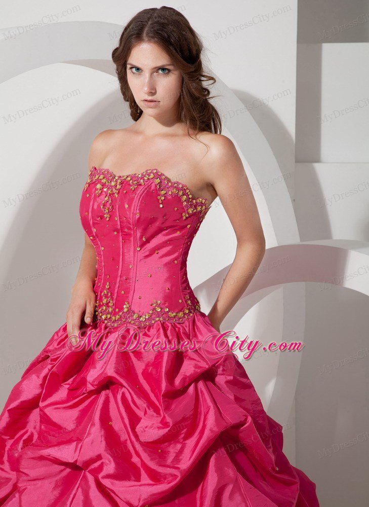 Custom Made Pick Ups and Beaded Coral Red Dresses For Sweet 16