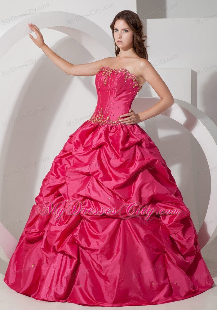 Custom Made Pick Ups and Beaded Coral Red Dresses For Sweet 16