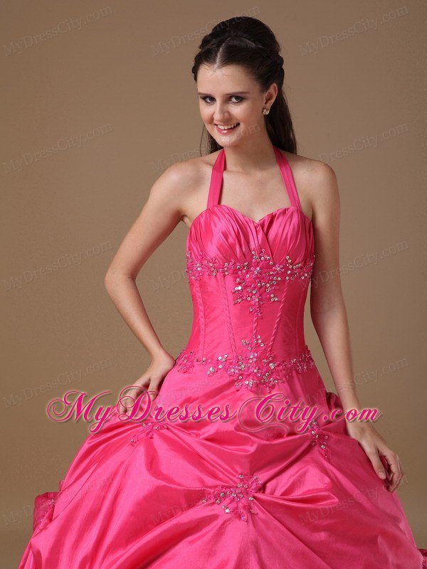 Hottest Style Halter Beading Hot Pink Dress For 2013 Sweet 16 On Sale