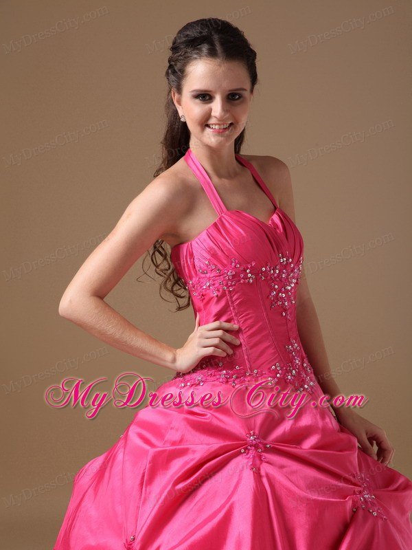 Hottest Style Halter Beading Hot Pink Dress For 2013 Sweet 16 On Sale