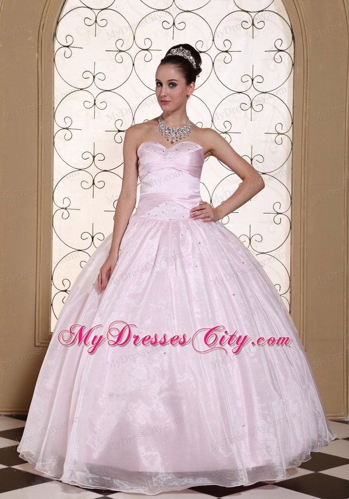 Elegant Sweetheart Beading Baby Pink Quinceanera Gowns On Sale