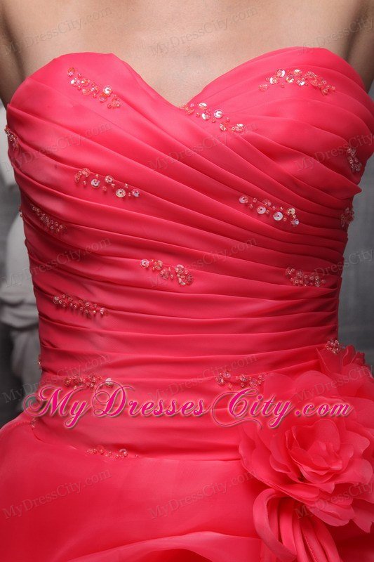 Organza A-line Sweetheart Pick Ups Coral Red 2013 Sweet 16 Dresses