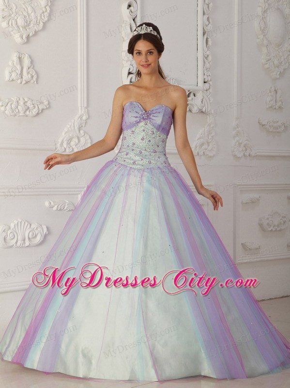 Hottest Style Sweetheart Beaded Quinceanera Dress With Colorful Tulle