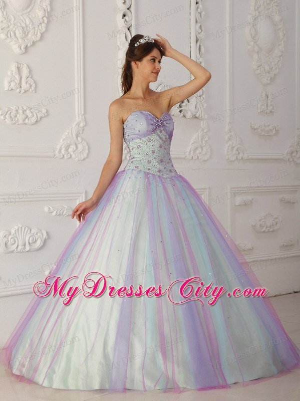 Hottest Style Sweetheart Beaded Quinceanera Dress With Colorful Tulle