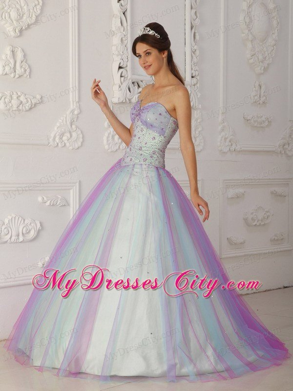 Hottest Style Sweetheart Beaded Quinceanera Dress With Colorful Tulle