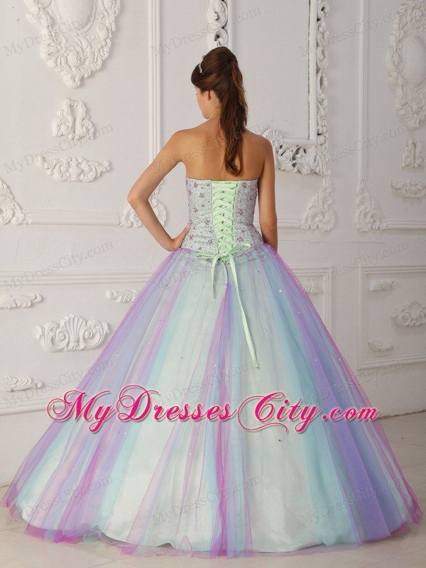 Hottest Style Sweetheart Beaded Quinceanera Dress With Colorful Tulle