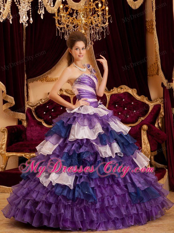 Perfect Princess One Shoulder Flower Layers Dress for Sweet 16