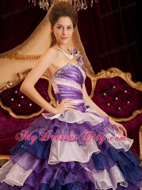 Perfect Princess One Shoulder Flower Layers Dress for Sweet 16