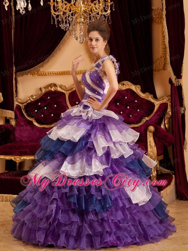 Perfect Princess One Shoulder Flower Layers Dress for Sweet 16