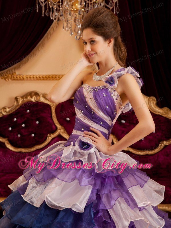 Perfect Princess One Shoulder Flower Layers Dress for Sweet 16