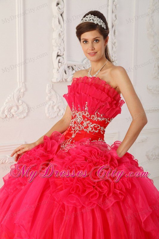 Prom Dress with Cool Neckline Beaded Red Quinceanera Dress