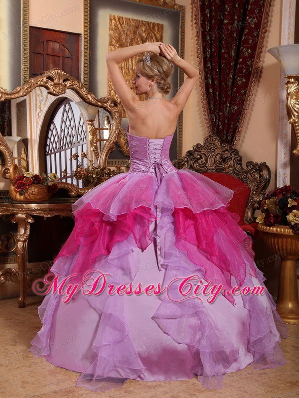 Affordable Sweetheart Beading Ruffles Colorful Quinceanera Dress