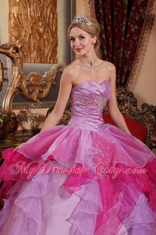 Affordable Sweetheart Beading Ruffles Colorful Quinceanera Dress