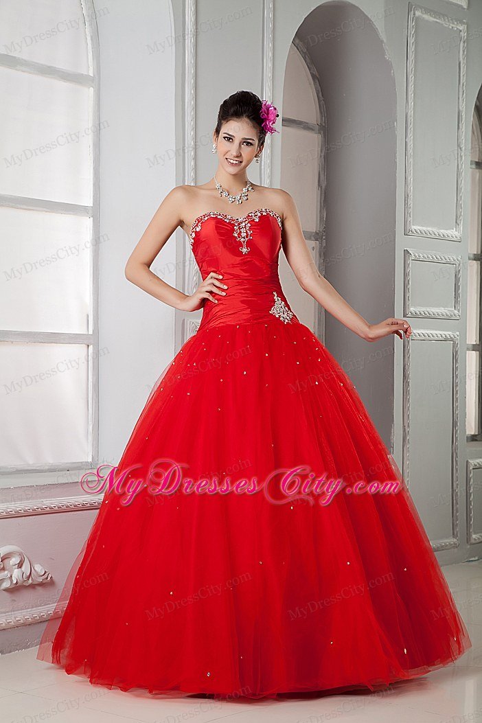 2013 Summer Sweetheart Beading Quinceanea Dress in Red