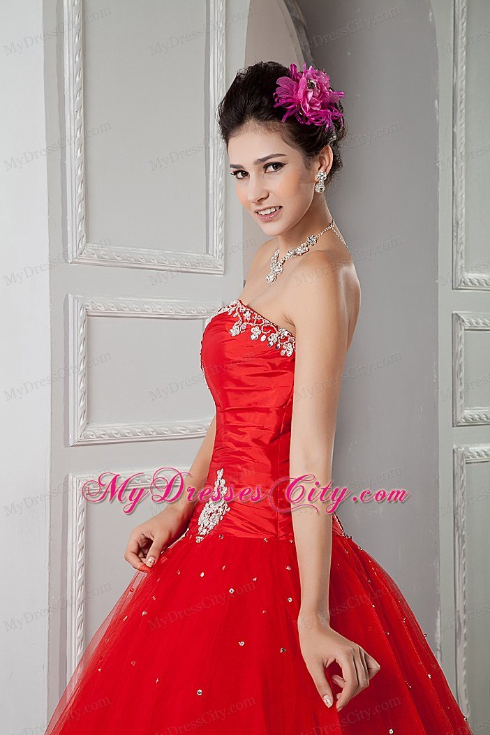 2013 Summer Sweetheart Beading Quinceanea Dress in Red