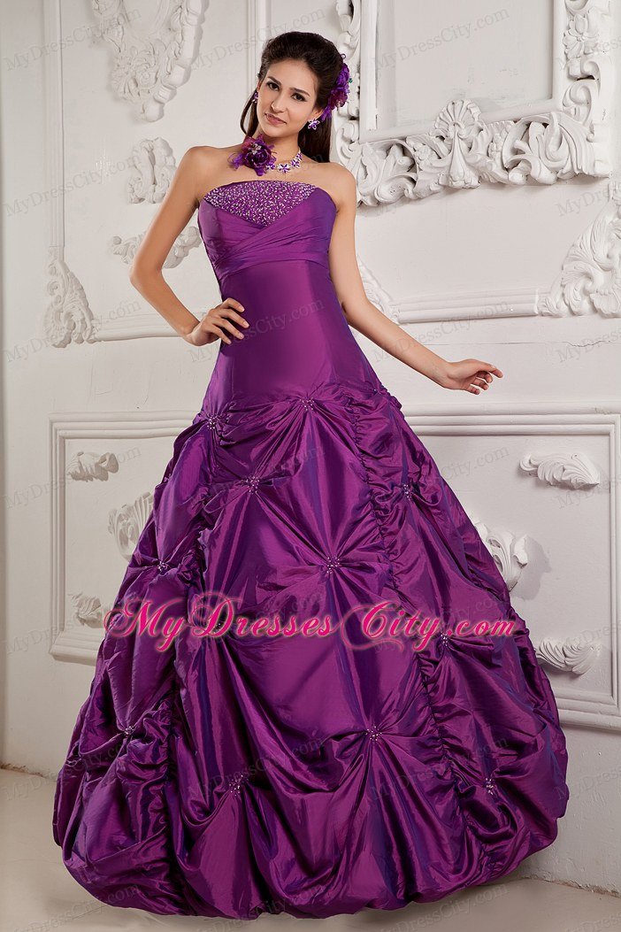 Spring Purple Ball Gown Strapless Beading Embroidery Quinceanera Gown