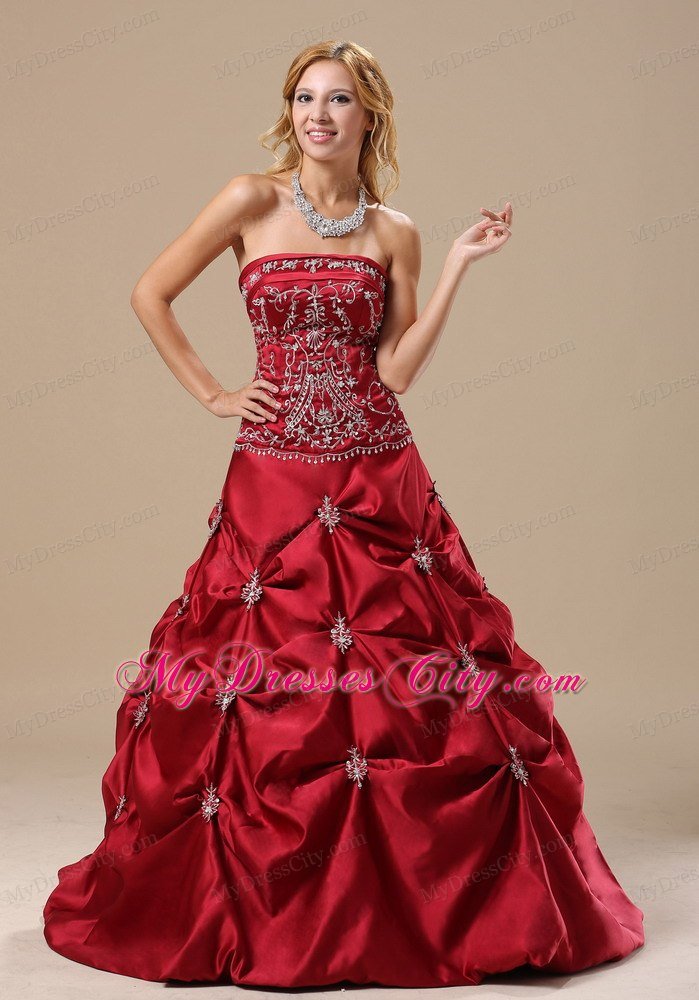 Embroidery Decorate Bodice Wine Red 2013 Dress for Sweet 16