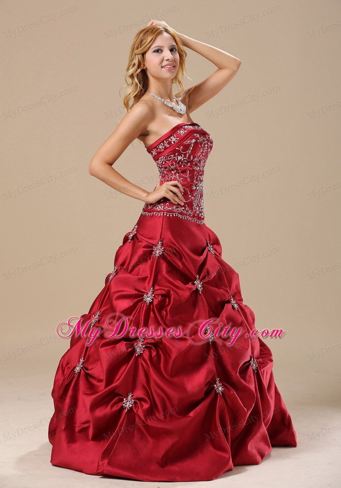 Embroidery Decorate Bodice Wine Red 2013 Dress for Sweet 16