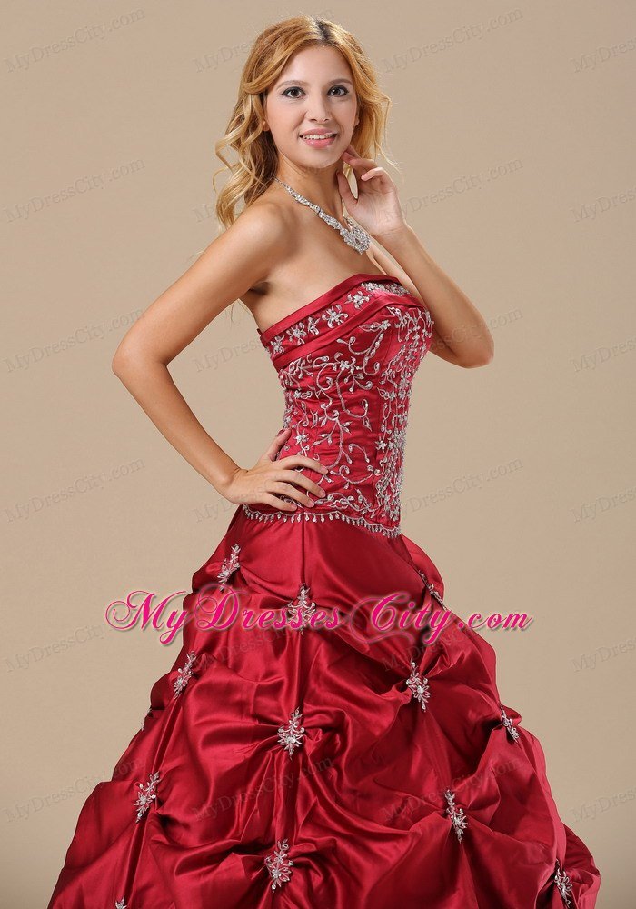 Embroidery Decorate Bodice Wine Red 2013 Dress for Sweet 16