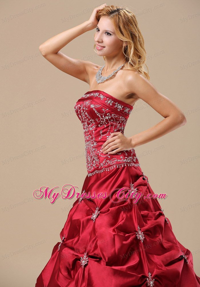 Embroidery Decorate Bodice Wine Red 2013 Dress for Sweet 16