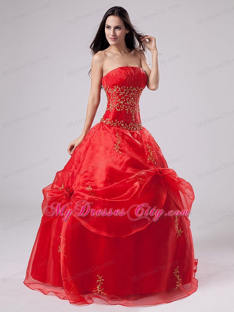 Beautiful Ruches and Appliques Organza Quinceanera Dress