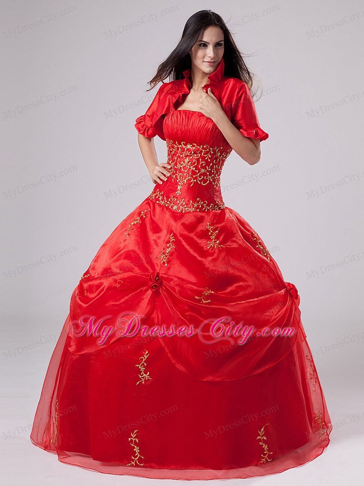 Beautiful Ruches and Appliques Organza Quinceanera Dress