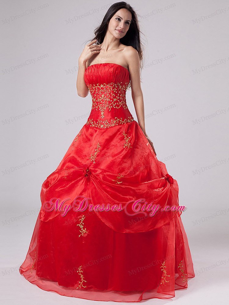 Beautiful Ruches and Appliques Organza Quinceanera Dress