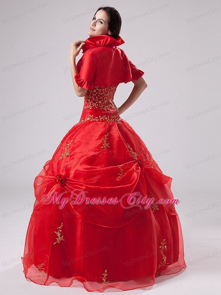 Beautiful Ruches and Appliques Organza Quinceanera Dress